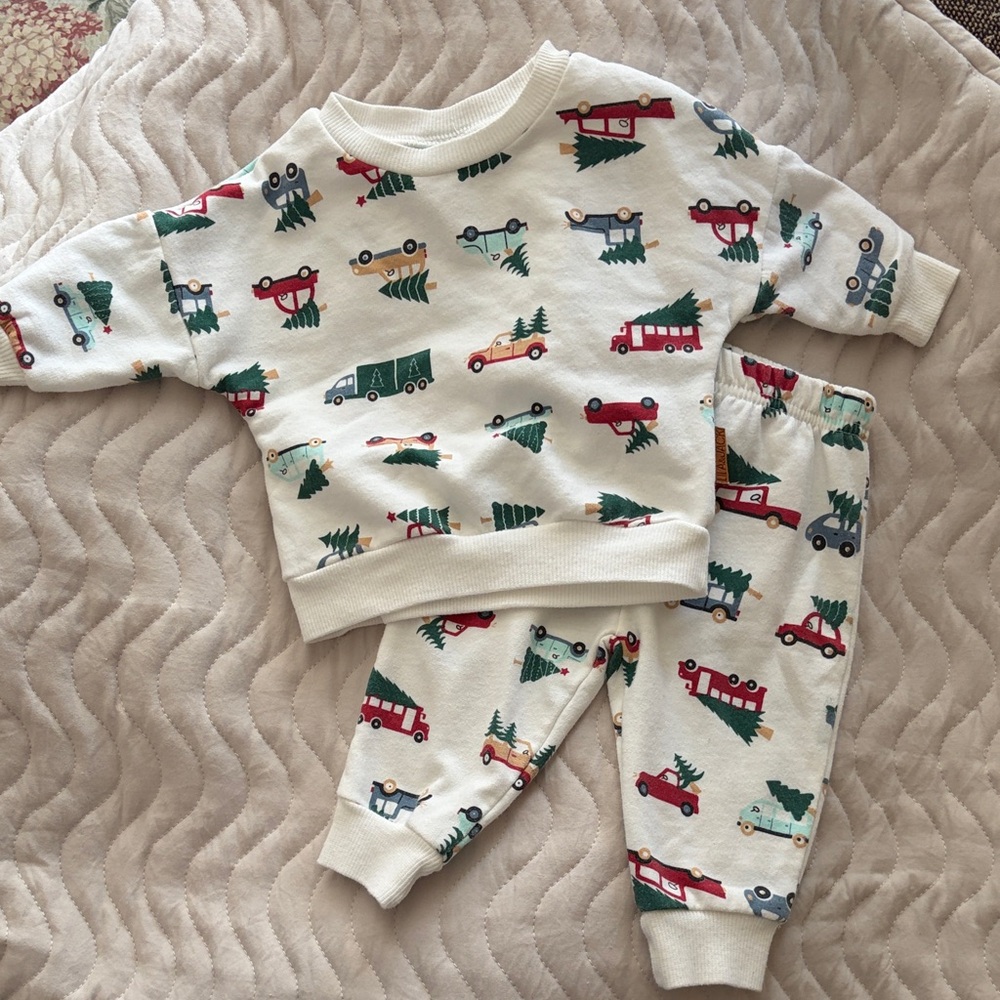 Baby Holiday Truck & Tree Sweatshirt and Jogger Set